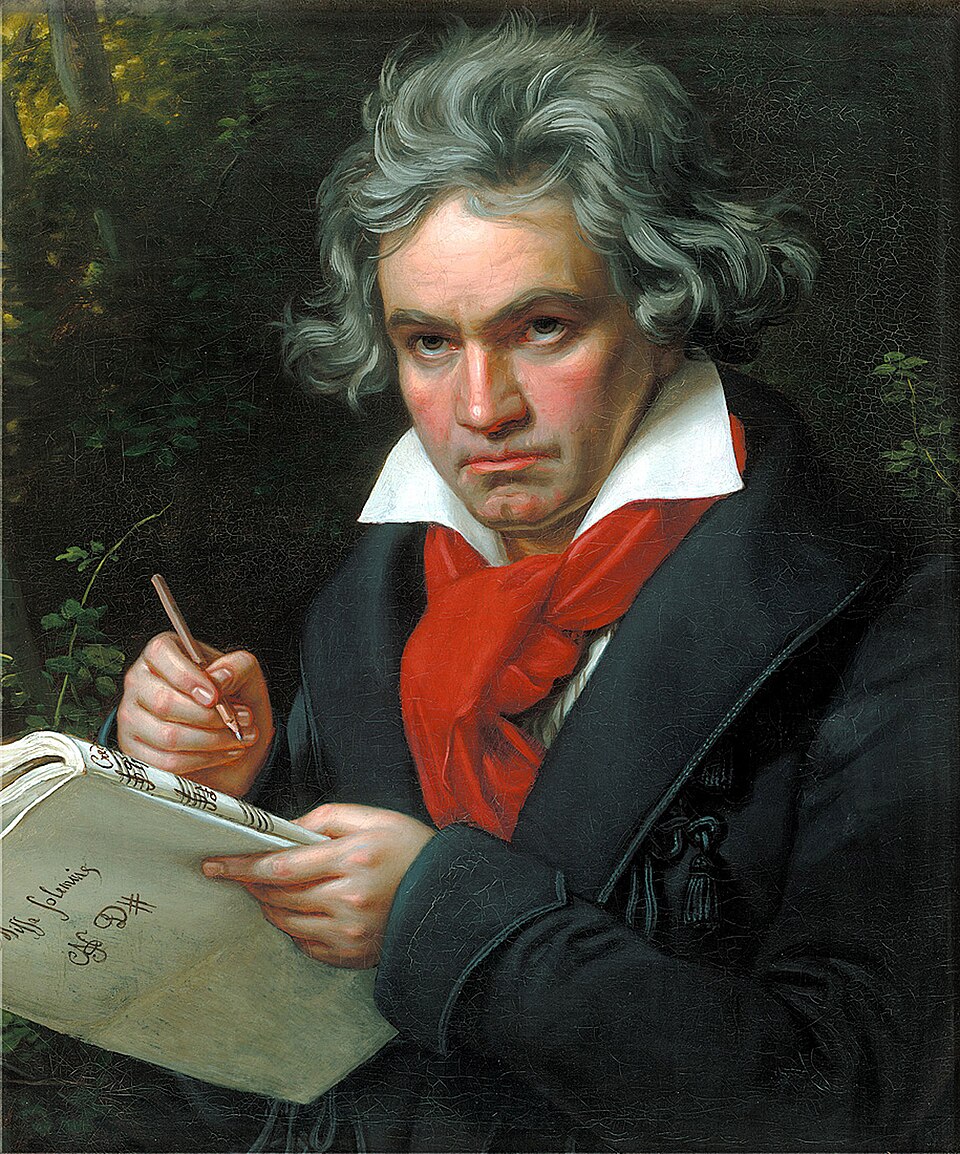 Beethoven 肖像。讲 WoO 8 时,可从年轻 Beethoven 与维也纳舞会语境切入。