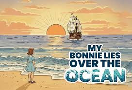 海面与远方情境图。讲《My Bonnie》时,可从苏格兰民歌、海面摆动和歌唱线条切入。
